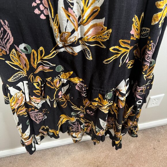 Free People Anita Printed Maxi Dress Size Small? Black Floral Tiered Boho - Picture 7 of 12